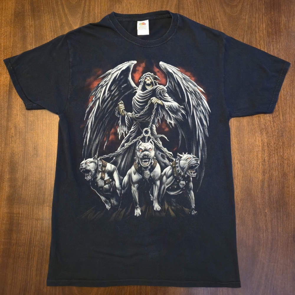 Y2K Grim Reaper & Hellhounds Graphic Tee‎ Size Medium